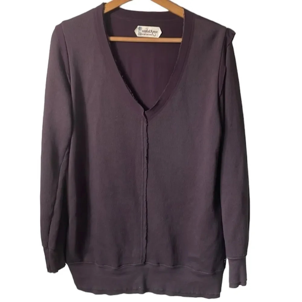 Ottod’Ame Anthropologie Made in Italy 100% cotton raw hem Eggplant sz 8 Boho